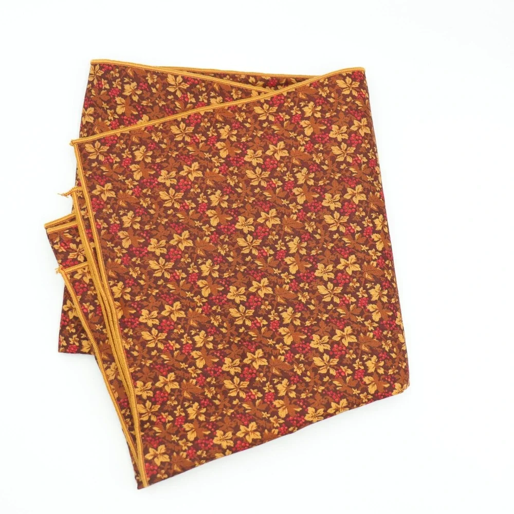 Autumn Botanical Floral Print Fabric Table Runner Gold Leaf Fall Aesthetic Warm